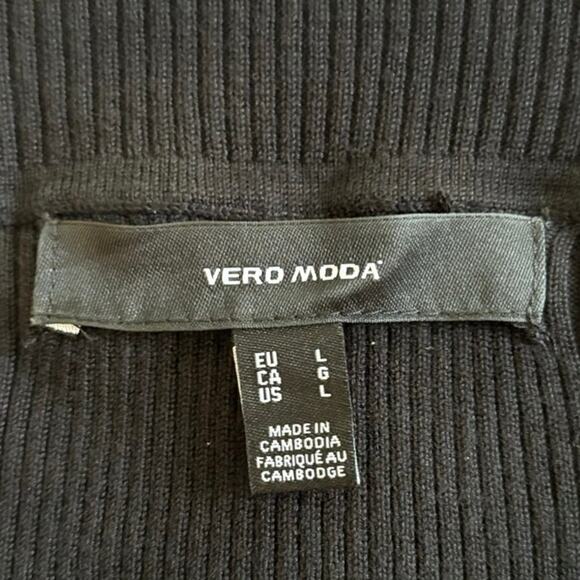 Vero Moda Black Off Shoulder Ribbed Pullover Top L NWT - Picture 7 of 9